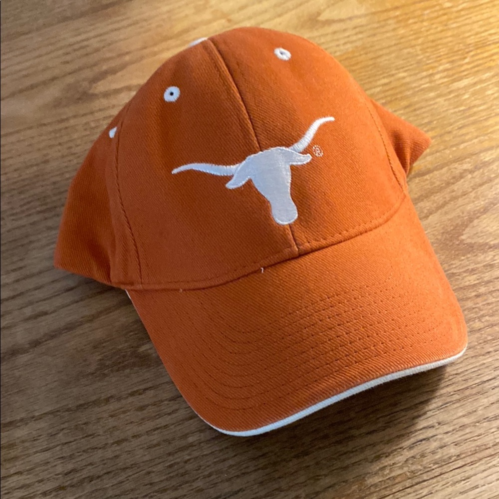 Orange and White Sports Hat with Curved Brim and Adjustable Strap